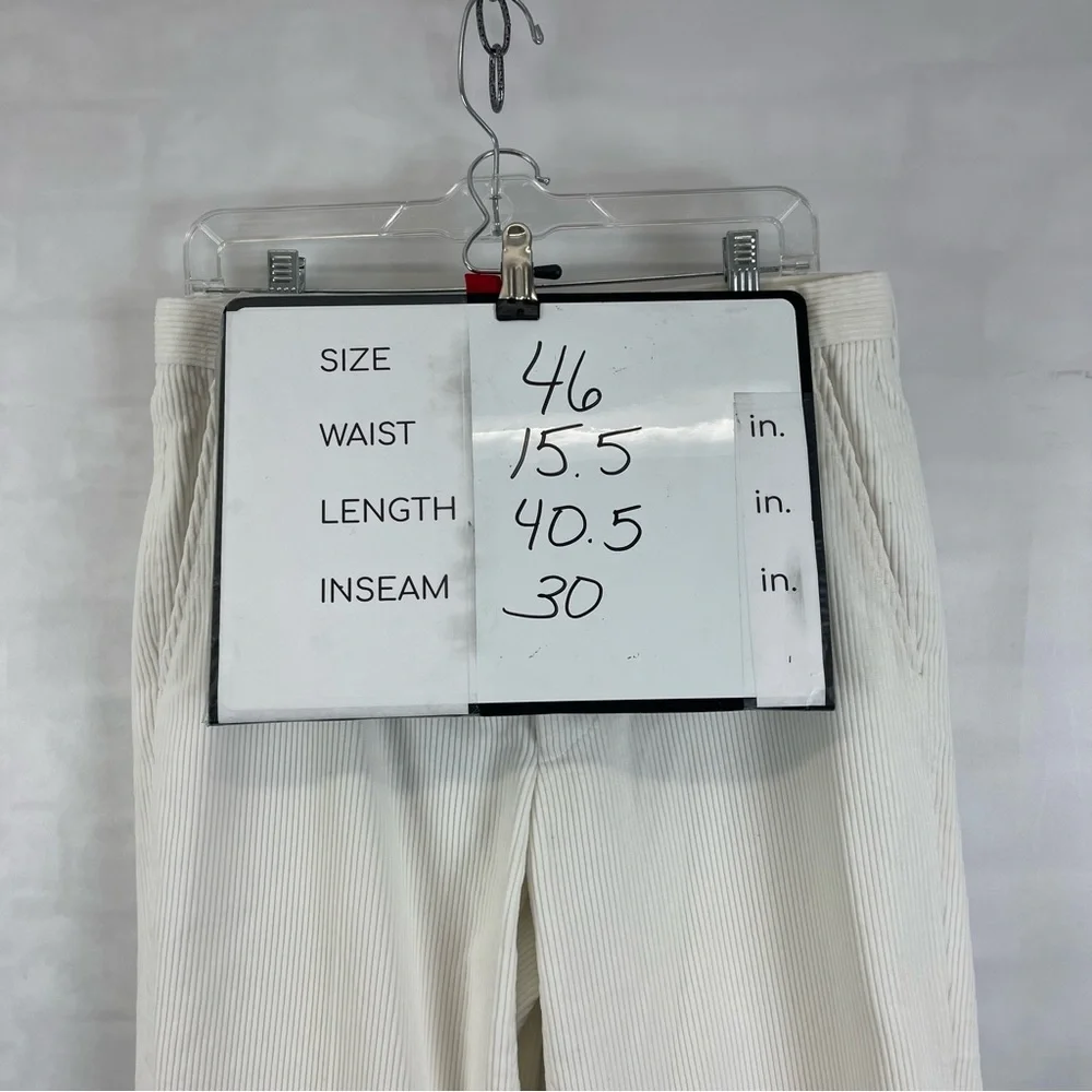 Gucci Men’s Fine Wale Corduroy Trousers‎ Pants Ivory Size 46 (30x30)